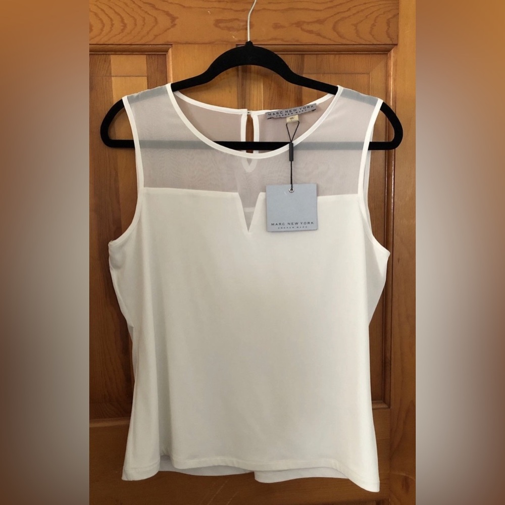 Marc New York Cream Sheer Yoke Sleeveless Camisole